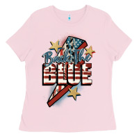 Bubblegum Pink Back the blue Ladies Tee - FaDigitalArtStudio