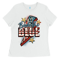 White Back the blue Ladies Tee - FaDigitalArtStudio