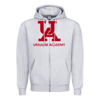 Heather Grey ursuline academy Zipper Hoodie - linhVisuals