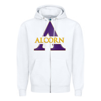 White Alcorn Athletics Zipper Hoodie - linhVisuals