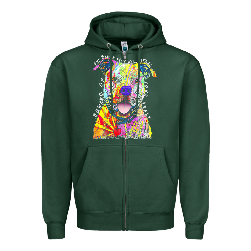 Pitbull T  Shirt Beware Of Pitbulls They Will Steal Your Heart T  Shir Zipper Hoodie by linhVisuals | Teevron