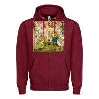 Burgundy Mark Ryden - The Magic Sircus Zipper Hoodie - linhVisuals