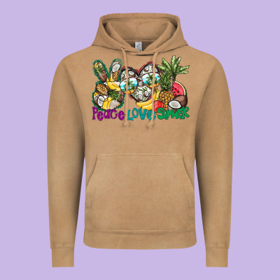 Peace Love Summer Vintage Hoodie Designed By Cowhidedigitalart