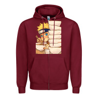 Burgundy Nar Manga Ruto Ramen Zipper Hoodie - linhVisuals