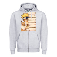 Heather Grey Nar Manga Ruto Ramen Zipper Hoodie - linhVisuals