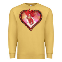 Antique Gold valentines day rooster with leopard heart Premium Sweatshirt - RanaPortraitStore