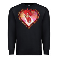 Black valentines day rooster with leopard heart Premium Sweatshirt - RanaPortraitStore