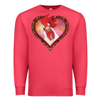 Cardinal valentines day rooster with leopard heart Premium Sweatshirt - RanaPortraitStore