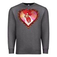 Charcoal Heather valentines day rooster with leopard heart Premium Sweatshirt - RanaPortraitStore