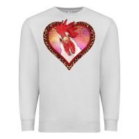 Dove Grey valentines day rooster with leopard heart Premium Sweatshirt - RanaPortraitStore