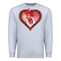 Heather Grey valentines day rooster with leopard heart Premium Sweatshirt - RanaPortraitStore