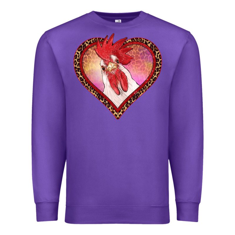 Valentines Day Rooster With Leopard Heart Premium Sweatshirt by RanaPortraitStore | Teevron