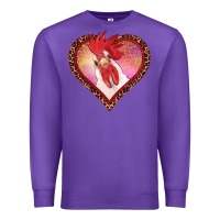 Purple valentines day rooster with leopard heart Premium Sweatshirt - RanaPortraitStore