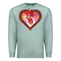 Seafoam valentines day rooster with leopard heart Premium Sweatshirt - RanaPortraitStore