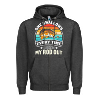 Charcoal Heather she swallows every time i bring my rod t  shirt she swallows every tim Zipper Hoodie - linhVisuals