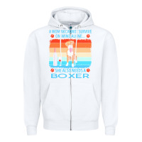 White boxer t  shirt a woman cannot survive on wine alone she also needs box Zipper Hoodie - linhVisuals