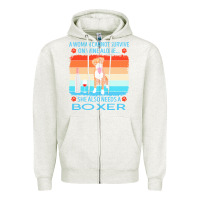 Oatmeal Heather boxer t  shirt a woman cannot survive on wine alone she also needs box Zipper Hoodie - linhVisuals