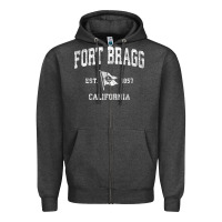 Charcoal Heather fort bragg california ca vintage boat anchor flag design tee Zipper Hoodie - linhVisuals
