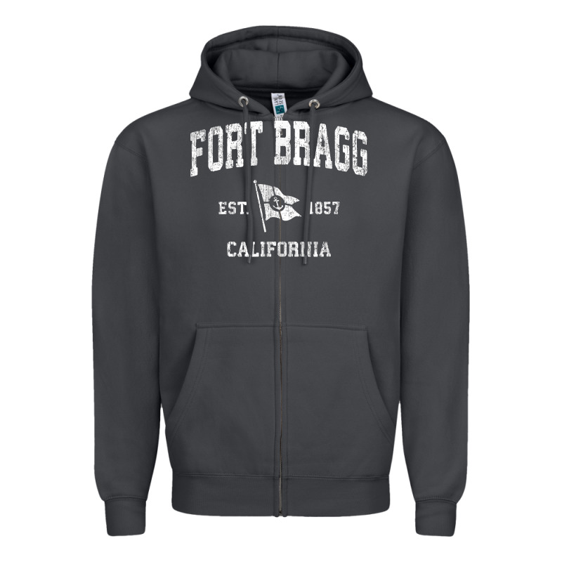 Fort Bragg California Ca Vintage Boat Anchor Flag Design Tee Zipper Hoodie by linhVisuals | Teevron