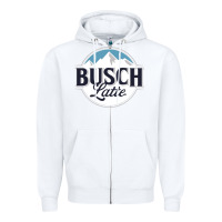 White BUSCH LATTE COOL Zipper Hoodie - linhVisuals