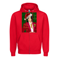Red merry christmas heal the world michael jackson Zipper Hoodie - linhVisuals