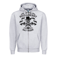 Heather Grey im your huckleberry Zipper Hoodie - linhVisuals