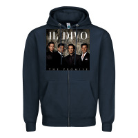 Navy il divo album art Zipper Hoodie - linhVisuals