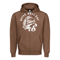 Chestnut Raise Hell Eat white Zipper Hoodie - linhVisuals