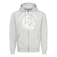 Dove Grey Raise Hell Eat white Zipper Hoodie - linhVisuals