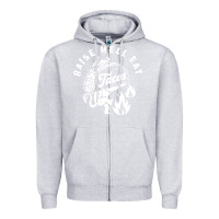 Heather Grey Raise Hell Eat white Zipper Hoodie - linhVisuals