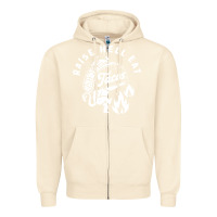 Sandshell Raise Hell Eat white Zipper Hoodie - linhVisuals