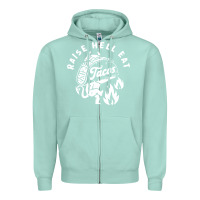 Seafoam Raise Hell Eat white Zipper Hoodie - linhVisuals