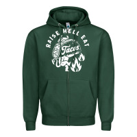 Sports Green Raise Hell Eat white Zipper Hoodie - linhVisuals