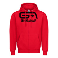 Red GROOVE ARMADA Zipper Hoodie - linhVisuals