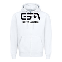 White GROOVE ARMADA Zipper Hoodie - linhVisuals