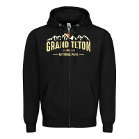 Black grand teton national park est 1929 vinage wyoming mountains graphic Zipper Hoodie - linhVisuals