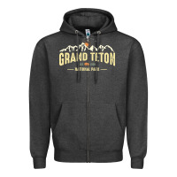 Charcoal Heather grand teton national park est 1929 vinage wyoming mountains graphic Zipper Hoodie - linhVisuals