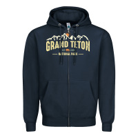 Navy grand teton national park est 1929 vinage wyoming mountains graphic Zipper Hoodie - linhVisuals
