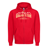 Red grand teton national park est 1929 vinage wyoming mountains graphic Zipper Hoodie - linhVisuals