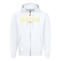 White grand teton national park est 1929 vinage wyoming mountains graphic Zipper Hoodie - linhVisuals