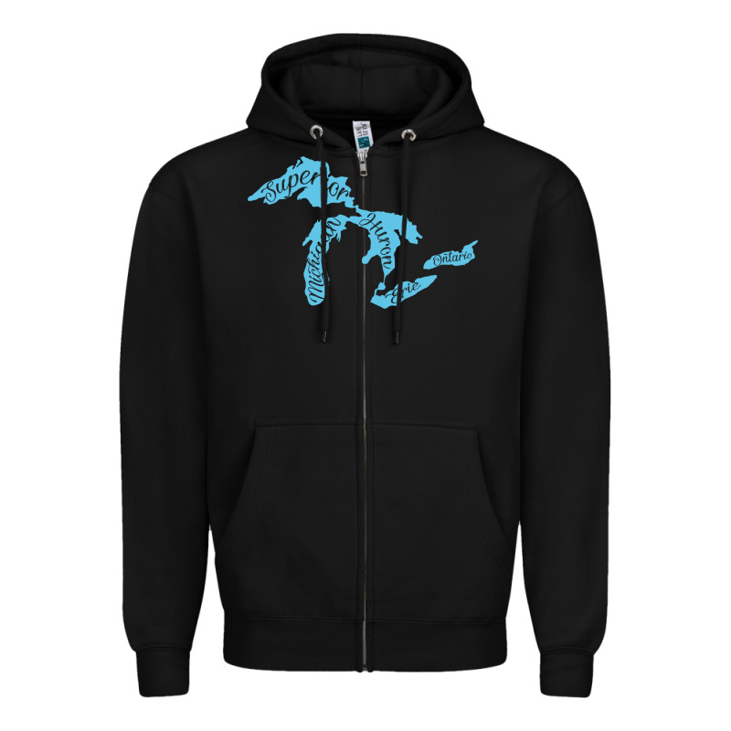 Great Lakes Of Michigan Zipper Hoodie by linhVisuals | Teevron
