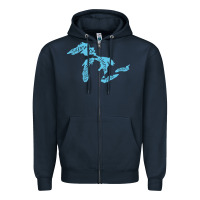 Navy great lakes of michigan Zipper Hoodie - linhVisuals