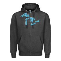 Charcoal Heather great lakes of michigan Zipper Hoodie - linhVisuals