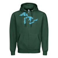 Sports Green great lakes of michigan Zipper Hoodie - linhVisuals