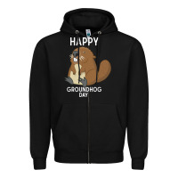 Black happy groundhog day respect the shadow funny spring prediction holiday Zipper Hoodie - linhVisuals