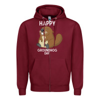 Burgundy happy groundhog day respect the shadow funny spring prediction holiday Zipper Hoodie - linhVisuals