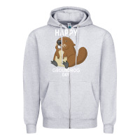 Heather Grey happy groundhog day respect the shadow funny spring prediction holiday Zipper Hoodie - linhVisuals