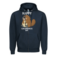 Navy happy groundhog day respect the shadow funny spring prediction holiday Zipper Hoodie - linhVisuals