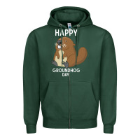 Sports Green happy groundhog day respect the shadow funny spring prediction holiday Zipper Hoodie - linhVisuals