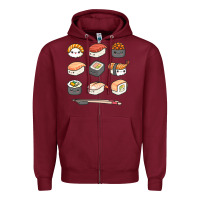 Burgundy happy sushi kawaii anime japanese food lover funny illustration gift Zipper Hoodie - linhVisuals